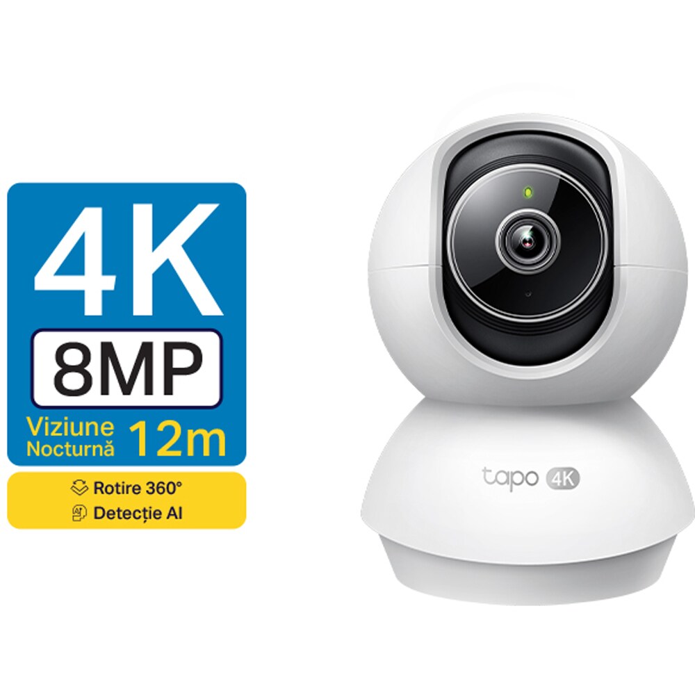 Camera IP Wireless interior TP-LINK Tapo C250, 4K 2160p, IR, Night Vision, alb