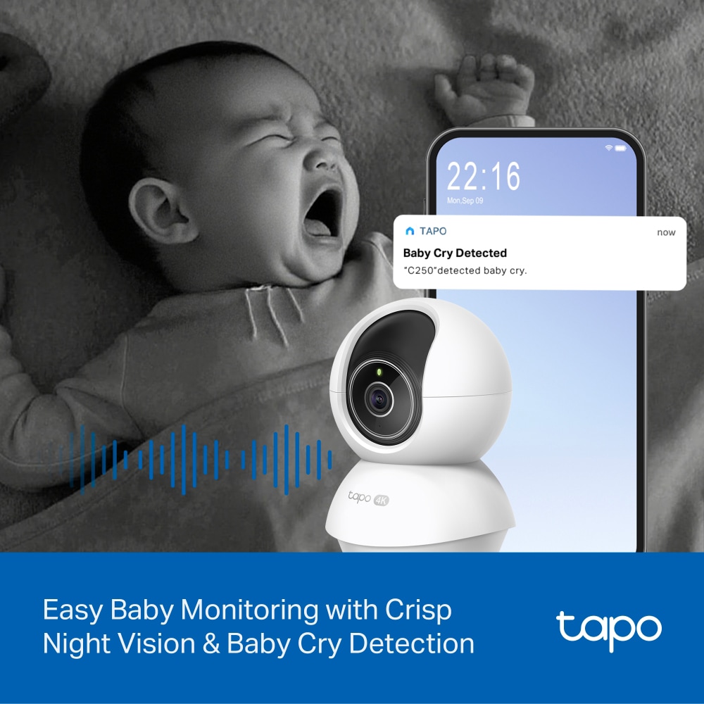 Camera IP Wireless interior TP-LINK Tapo C250, 4K 2160p, IR, Night Vision, alb