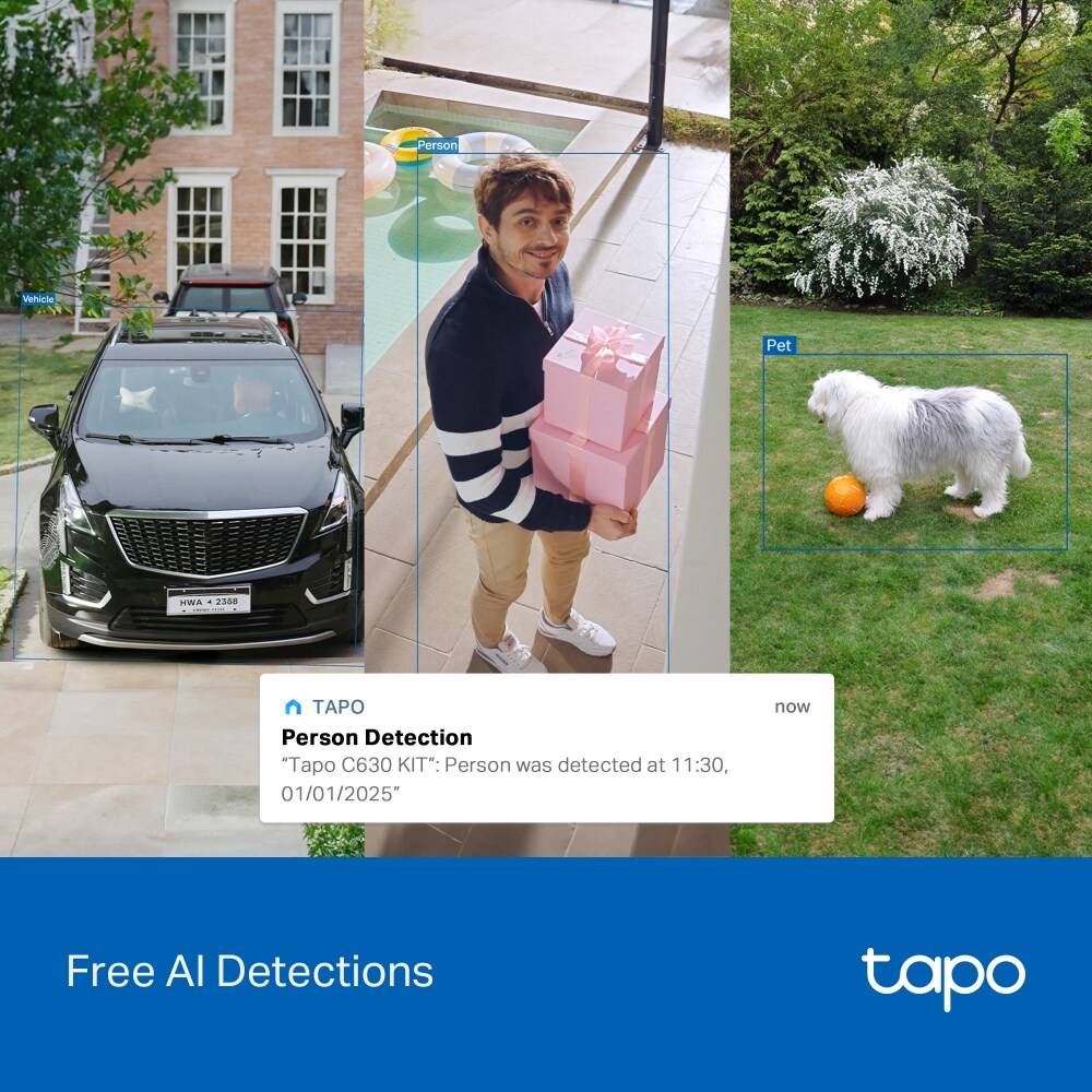 Kit Camera IP Wireless exterior TAPO C630KIT, 5MP, 2K, IP65, IR 16m, Night Vision, alb