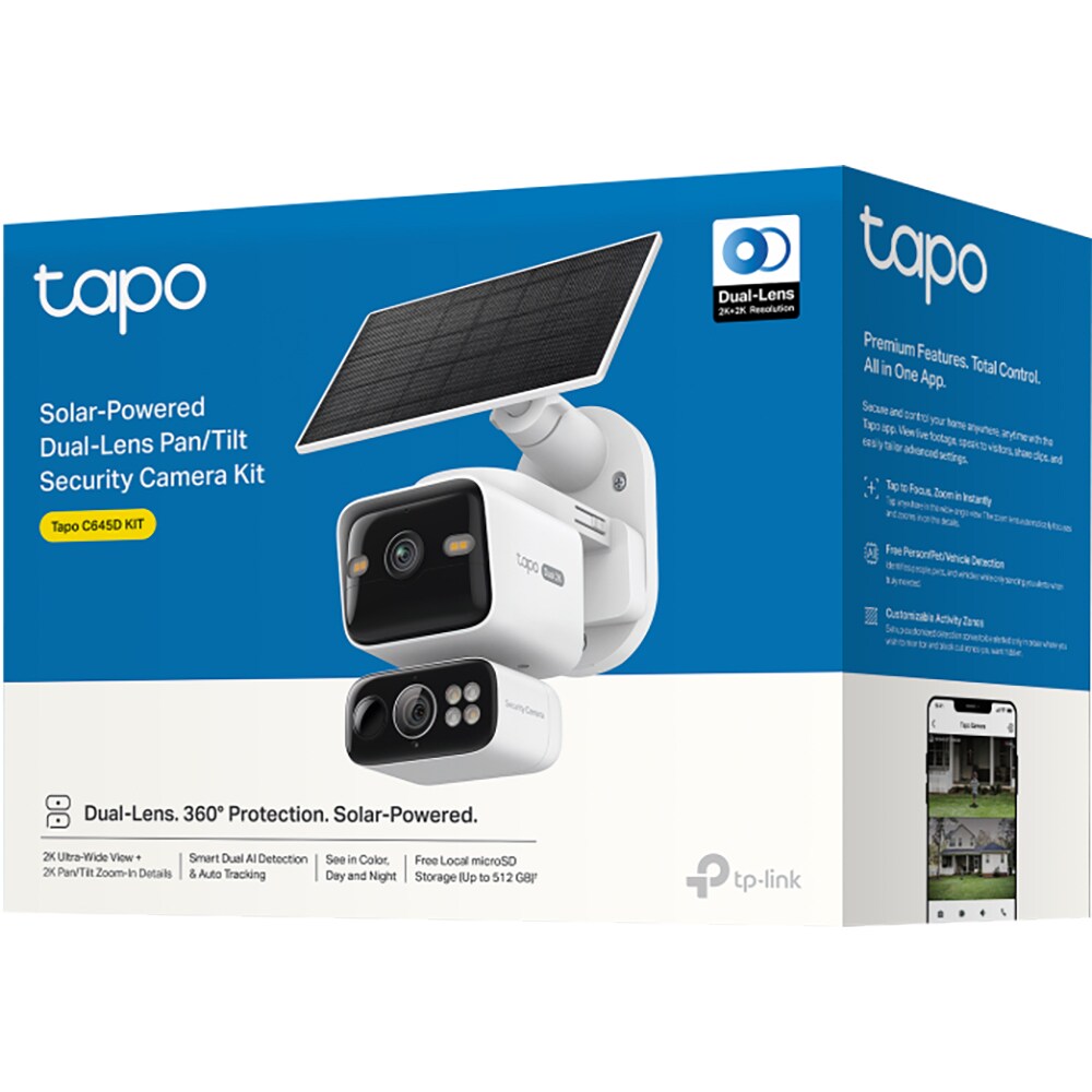 Kit Camera IP Wireless exterior TAPO C645DKIT, 2 x 3MP, 2K, IP65, IR 10m, Night Vision, alb