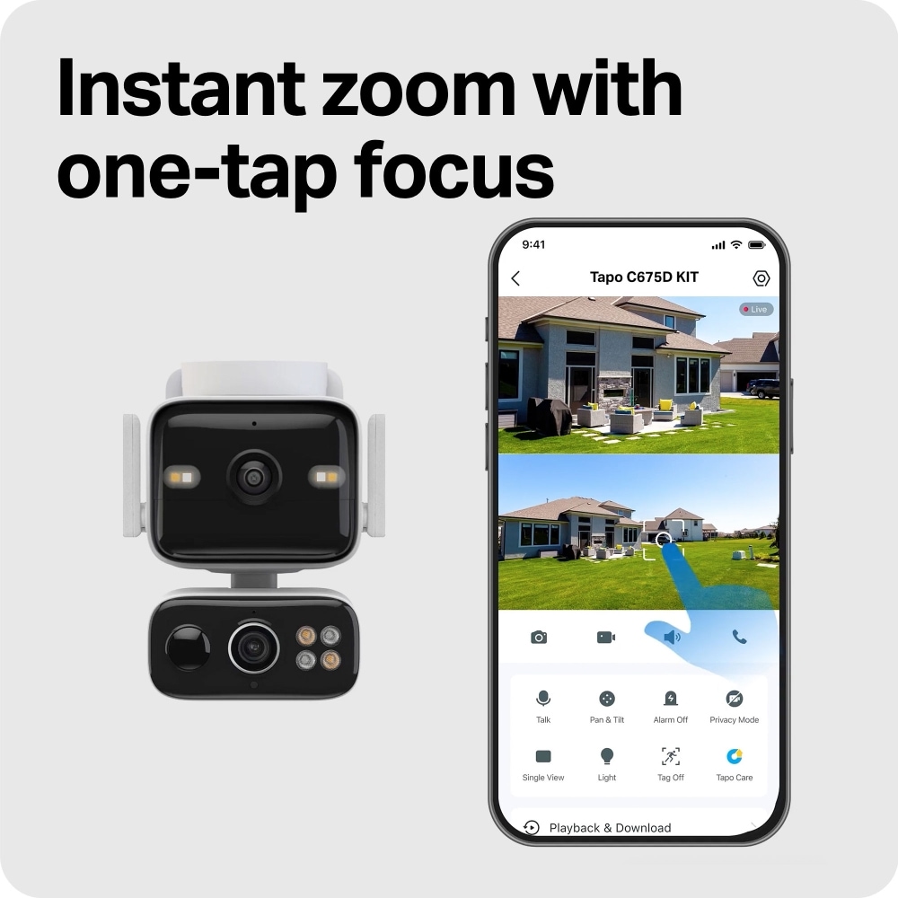 Kit Camera IP Wireless exterior TAPO C675DKIT, 2 x 8MP, 4K, IP65, IR 15m, Night Vision, alb