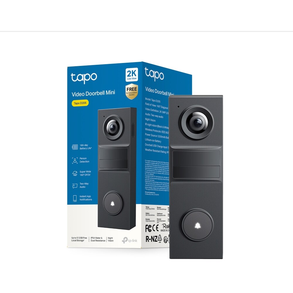 Sonerie video Wireless TAPO D205, 2K, 3MP, Wi-Fi, Night Vision, negru