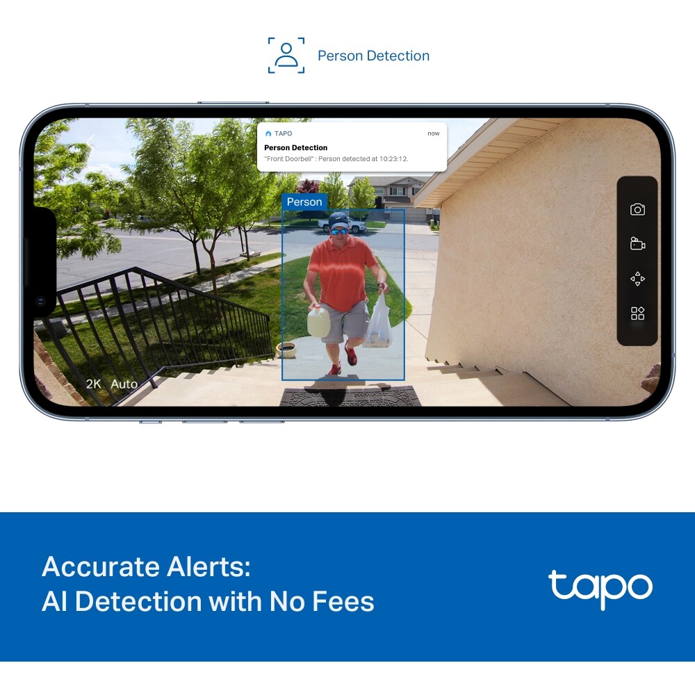 Sonerie video Wireless TAPO D205, 2K, 3MP, Wi-Fi, Night Vision, negru