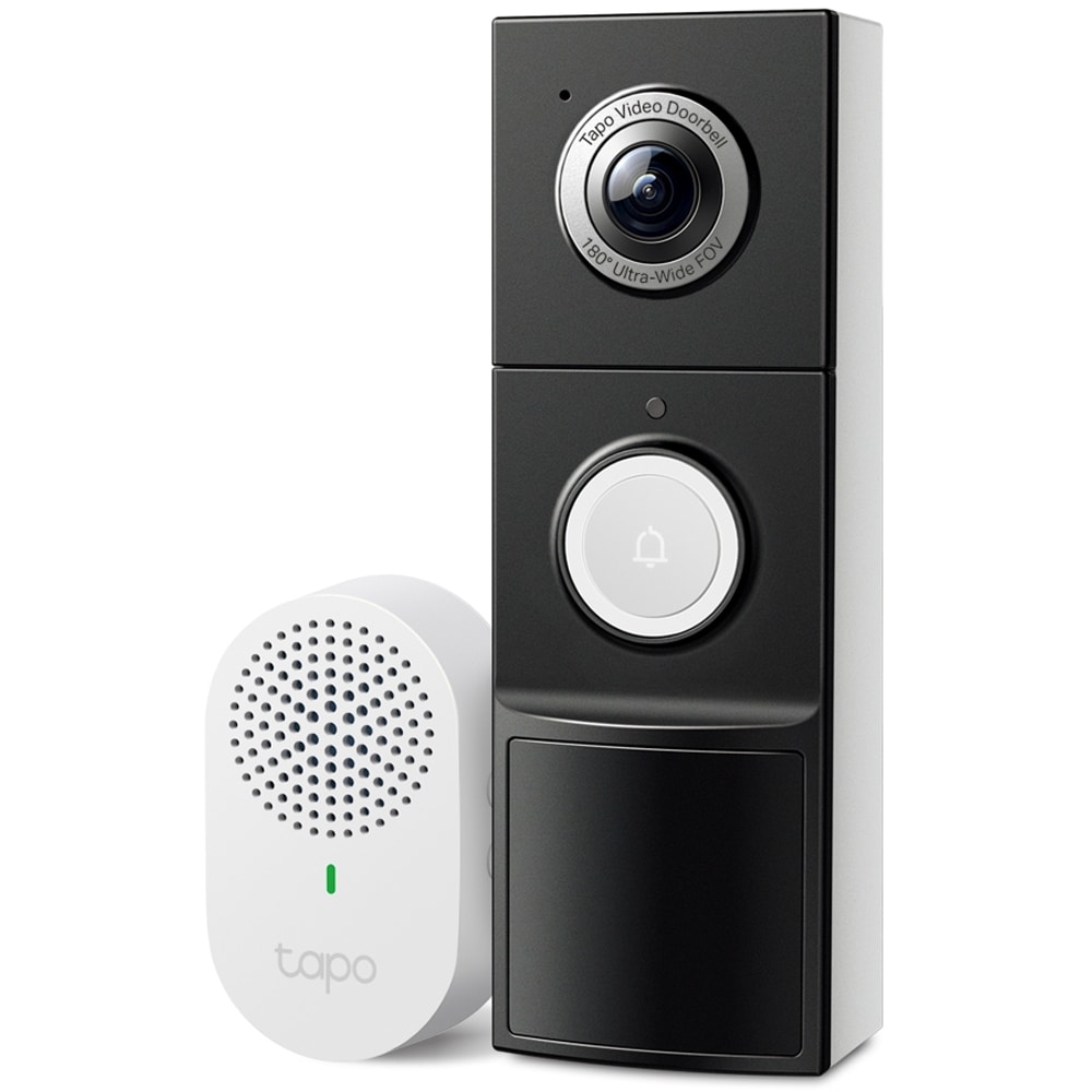 Sonerie video wireless TP-LINK Tapo D235, 2K, 5MP, Wi-Fi, alb-negru