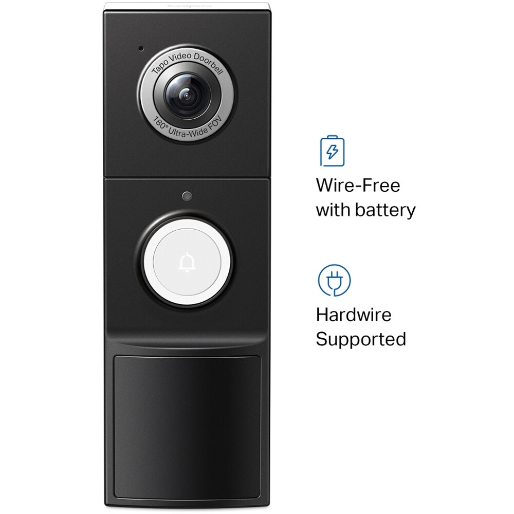 Sonerie video wireless TP-LINK Tapo D235, 2K, 5MP, Wi-Fi, alb-negru