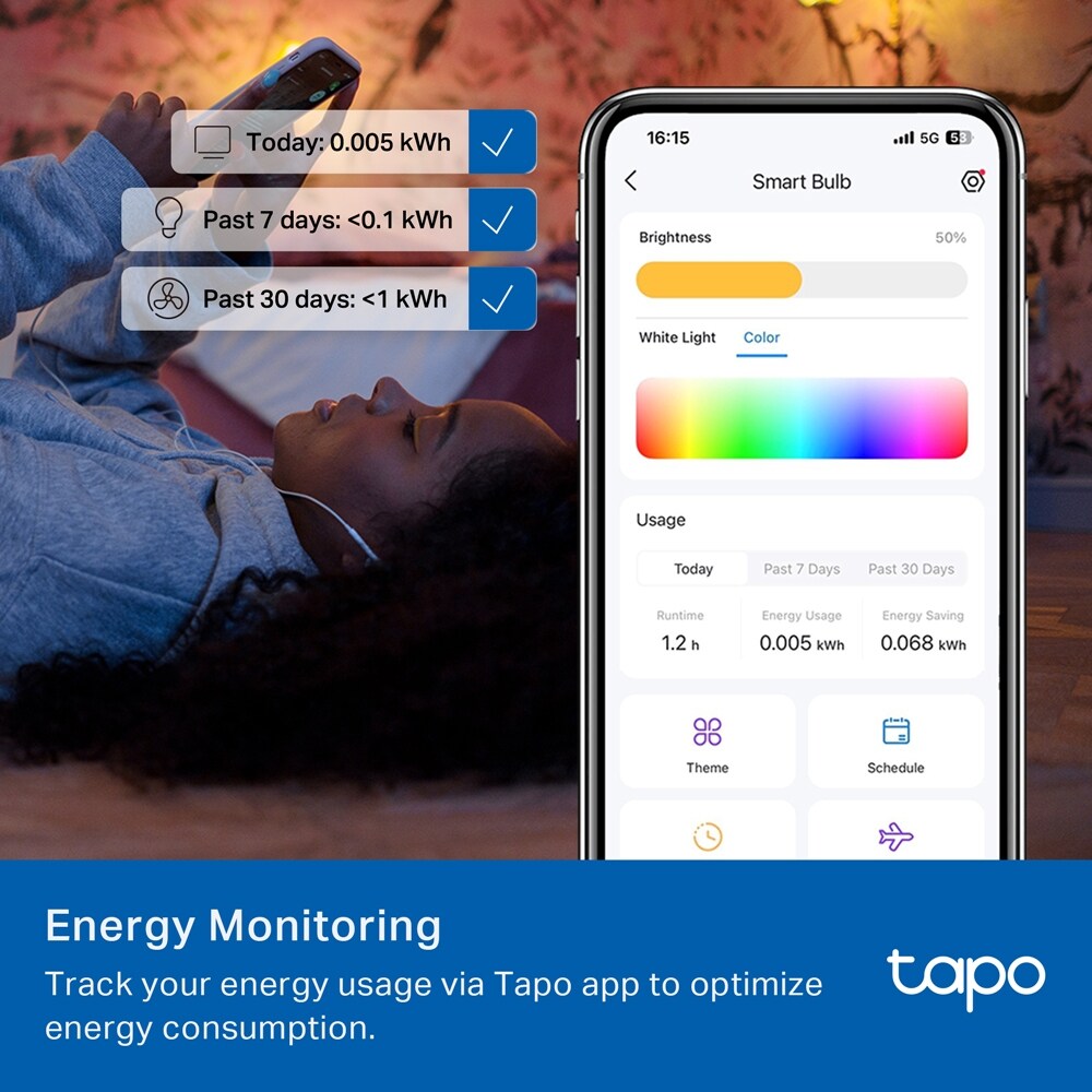 Bec LED Smart TP-LINK Tapo L430C, E14, 470lm, Wi-Fi, lumina variabila, compatibil Alexa, Google Assistant