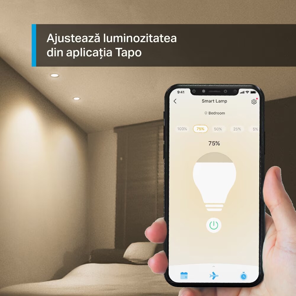 Bec LED Smart TAPO L610, GU10, 2.9W, 350lm, 2700K, Wi-Fi, lumina variabila, compatibil Alexa, Google Assistant