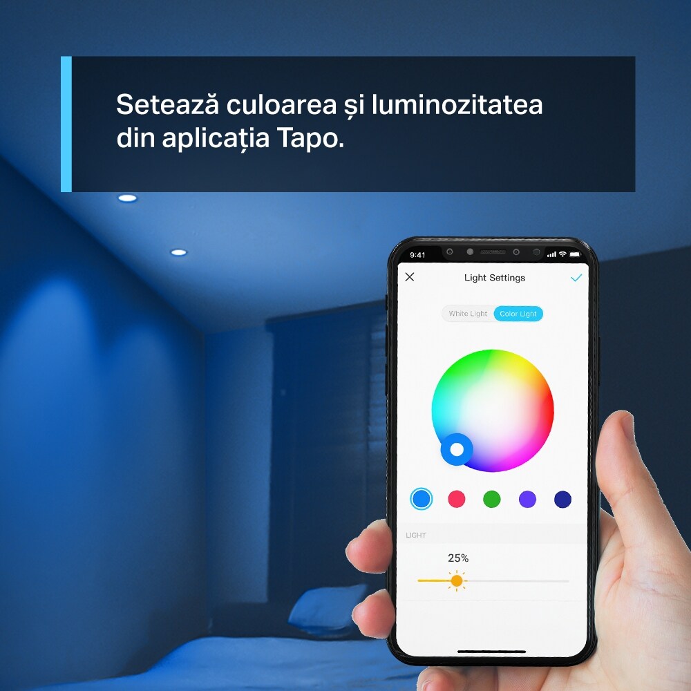 Bec LED Smart TP-LINK Tapo L630, GU10, 3.7W, 350lm, Wi-Fi, lumina variabila, compatibil Alexa, Google Assistant