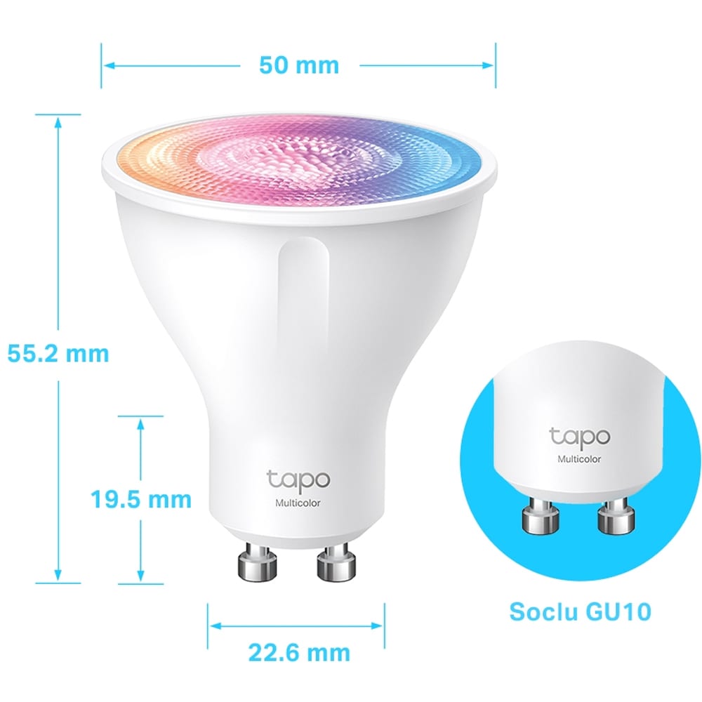 Bec LED Smart TP-LINK Tapo L630, GU10, 3.7W, 350lm, Wi-Fi, lumina variabila, compatibil Alexa, Google Assistant