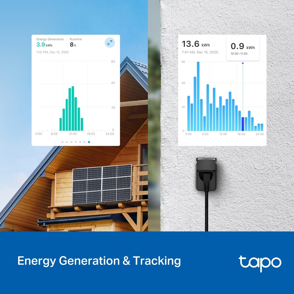 Priza inteligenta TP-LINK Tapo P410M, Wi-Fi, 3680W, 16A, negru