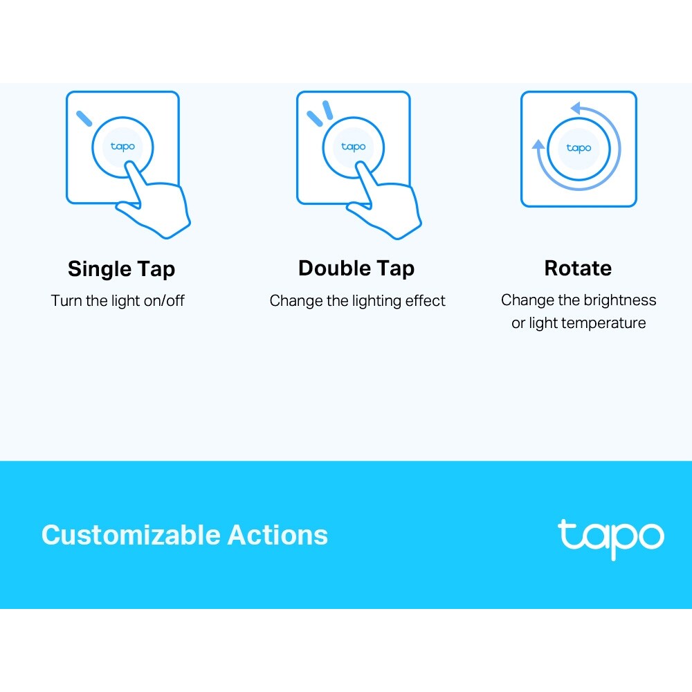 Intrerupator Smart Wireless TAPO S200D, reglare intensitate luminoasa, alb