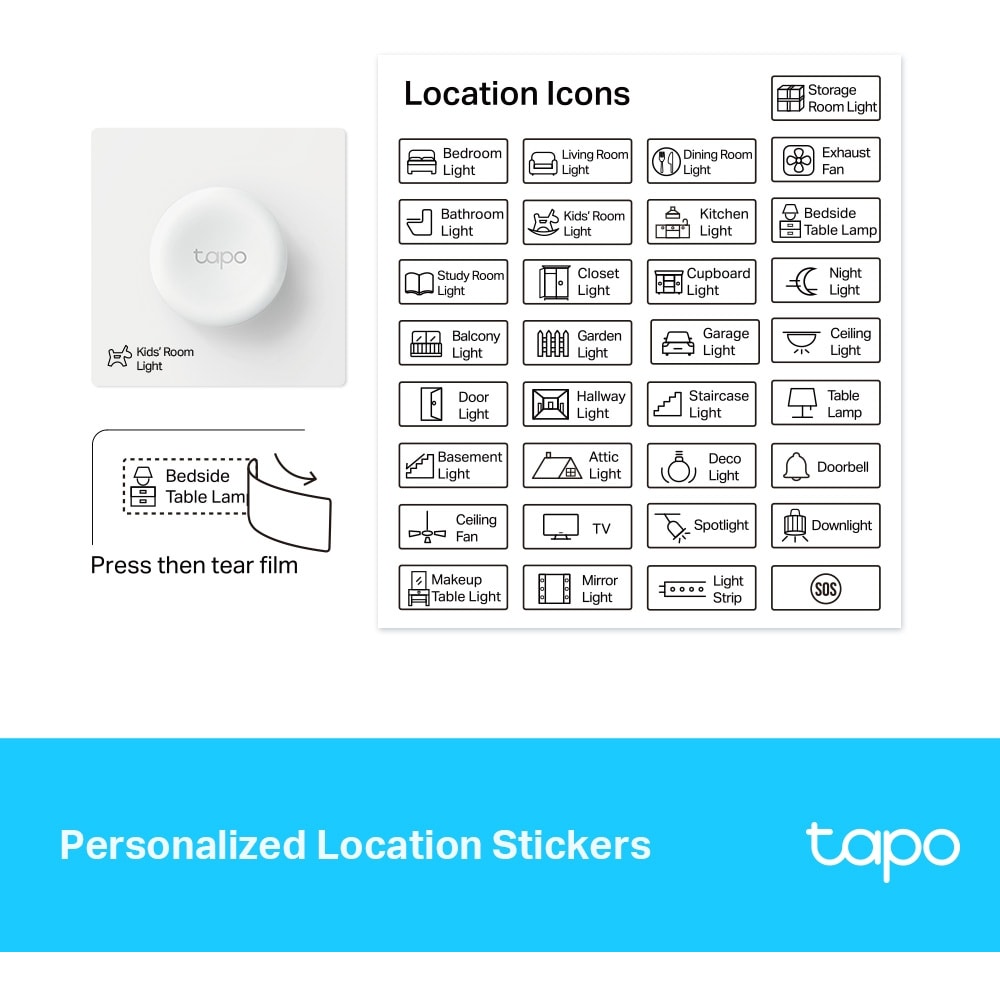 Intrerupator Smart Wireless TAPO S200D, reglare intensitate luminoasa, alb