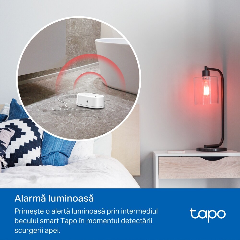 Senzor smart pentru detectarea scurgerilor de apa TP-LINK Tapo T300, IP67, alb