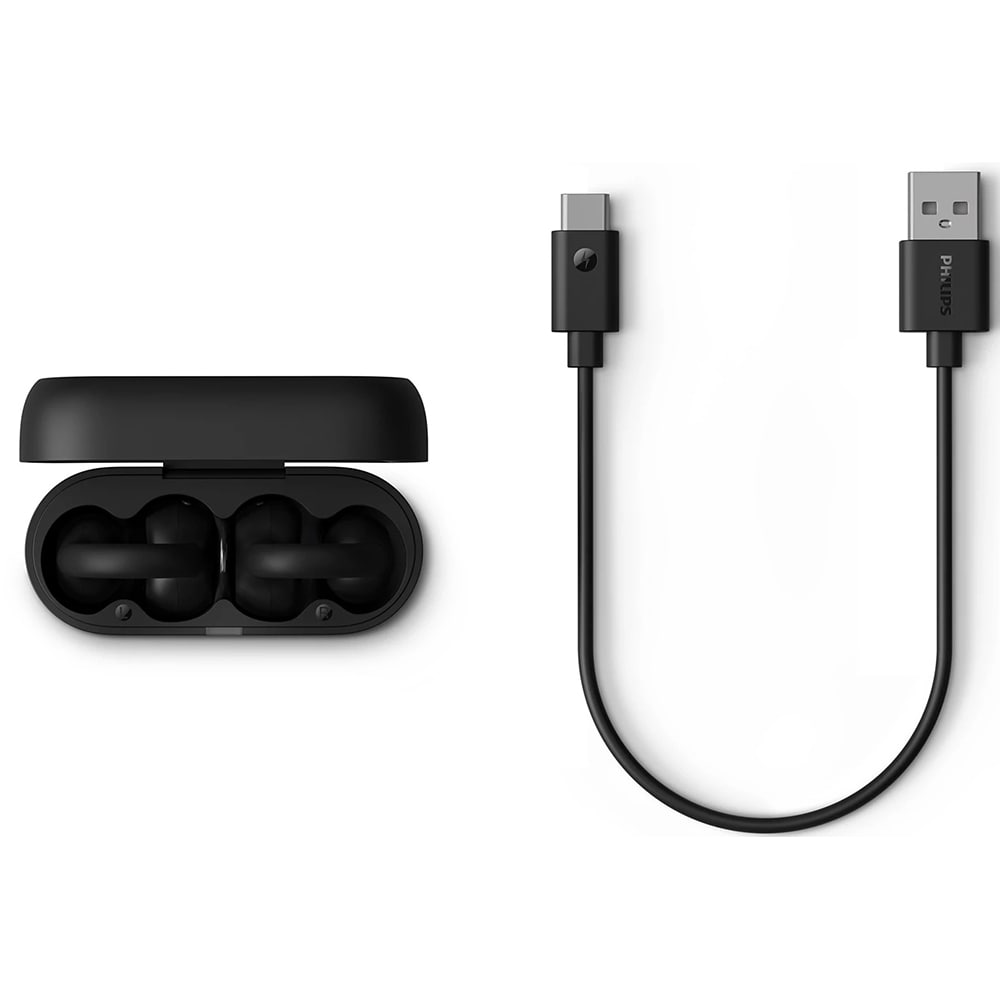 Casti PHILIPS TAQ2000BK/00, True Wireless, Bluetooth, Open-ear, Microfon, negru