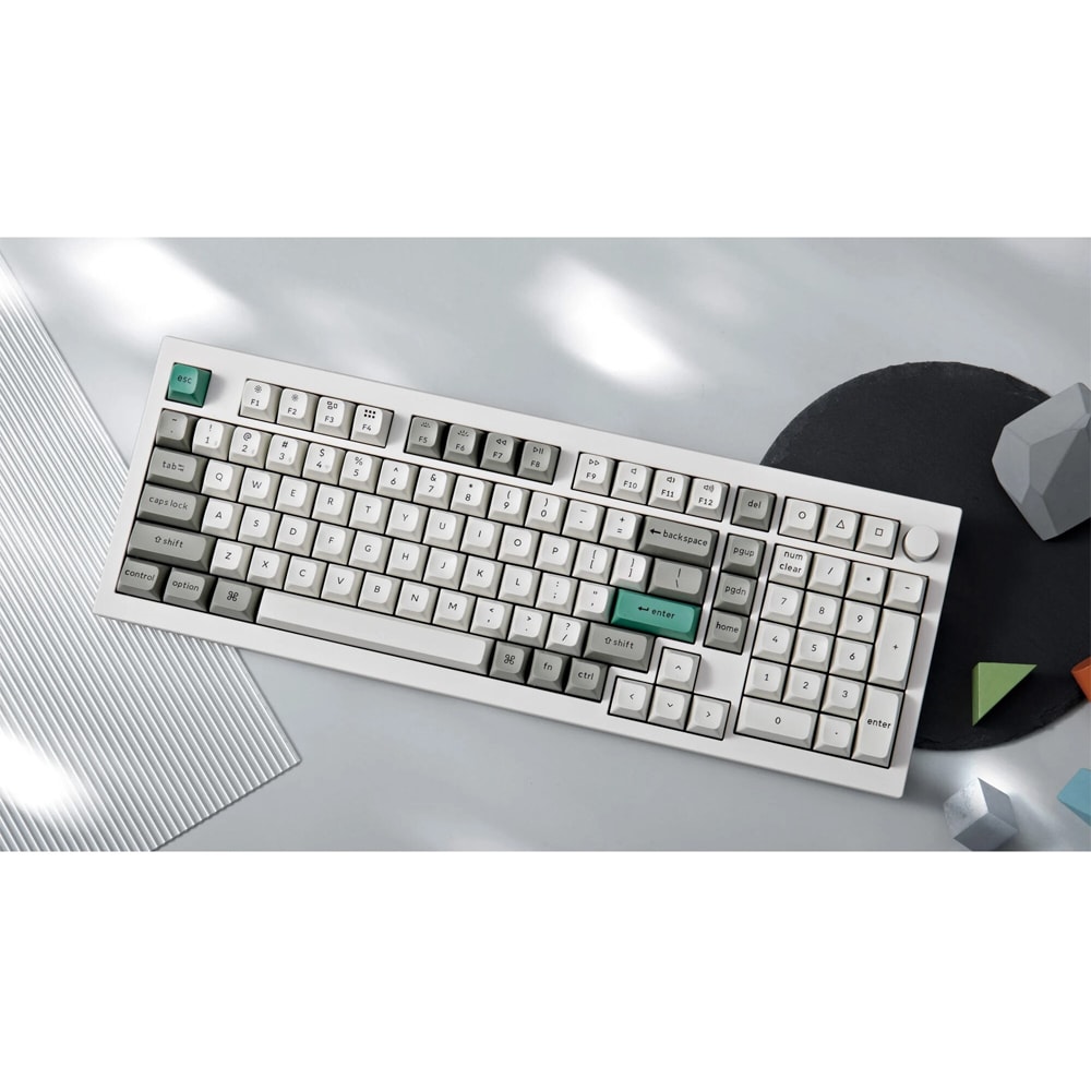 Tastatura Gaming Wireless mecanica KEYCHRON Q5 MAX Q5M-P2, Bluetooth, USB, Layout US, alb