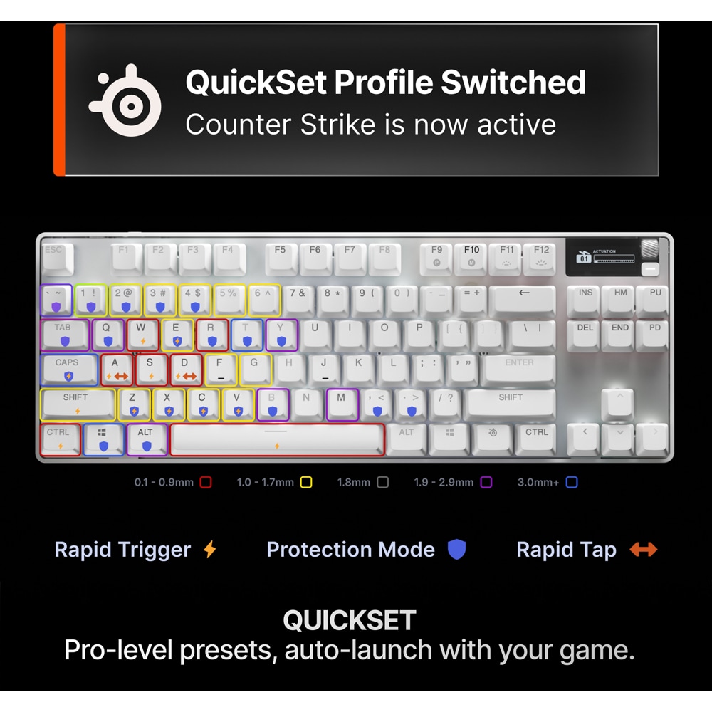 Tastatura Gaming Mecanica STEELSERIES Apex Pro TKL Gen 3, USB, Layout US, alb