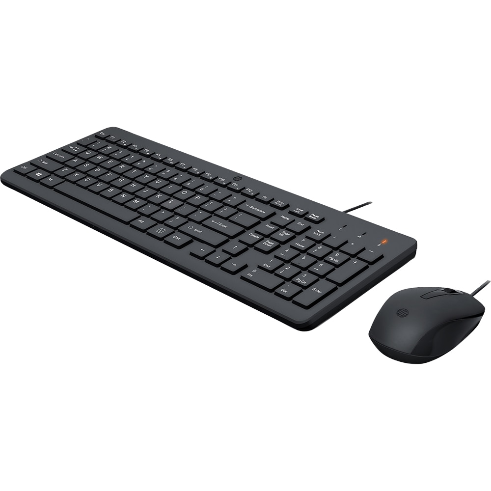 Kit tastatura si mouse cu fir HP 150, USB, negru