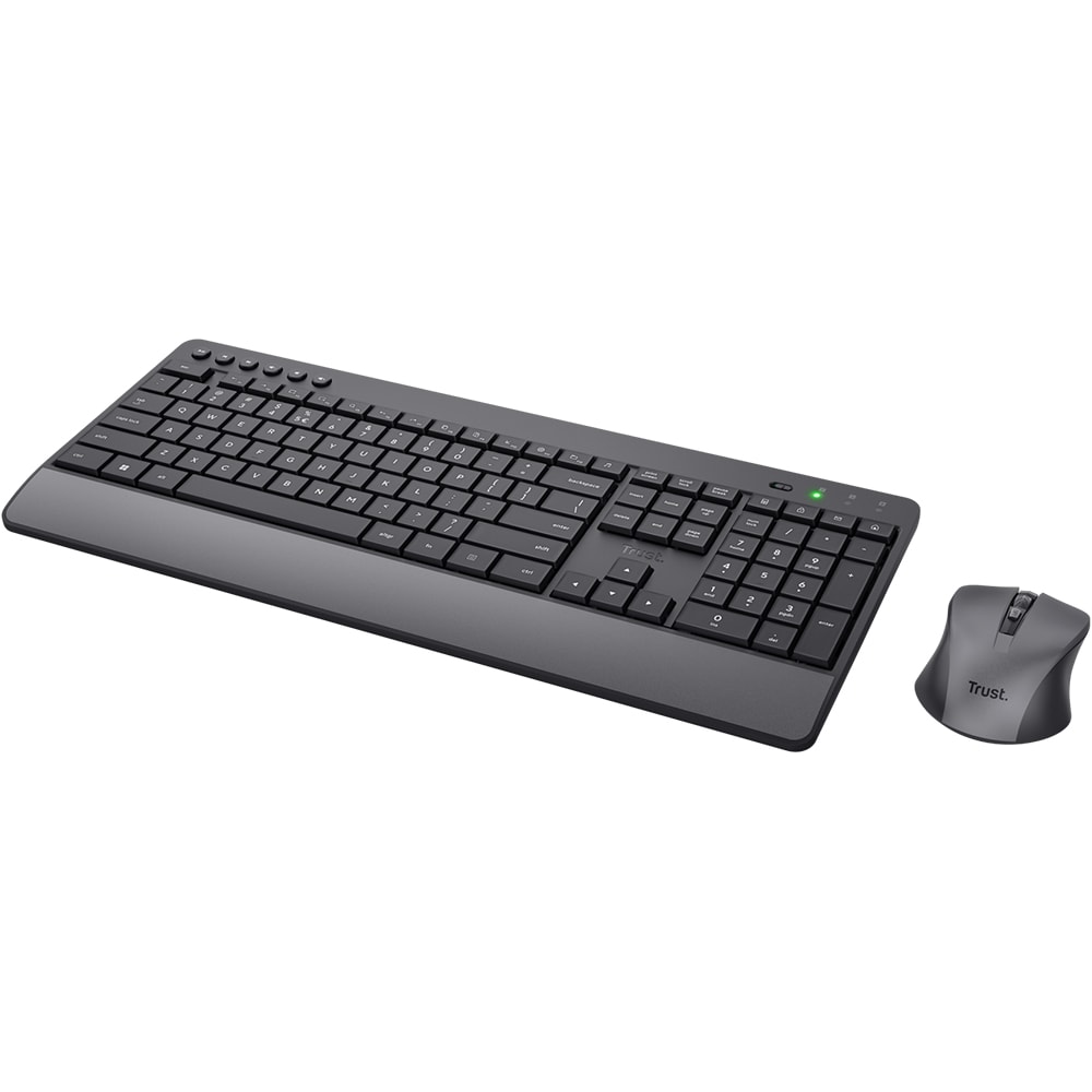 Kit tastatura si mouse Wireless TRUST Trezo Comfort 24529, USB, Layout US INT, negru