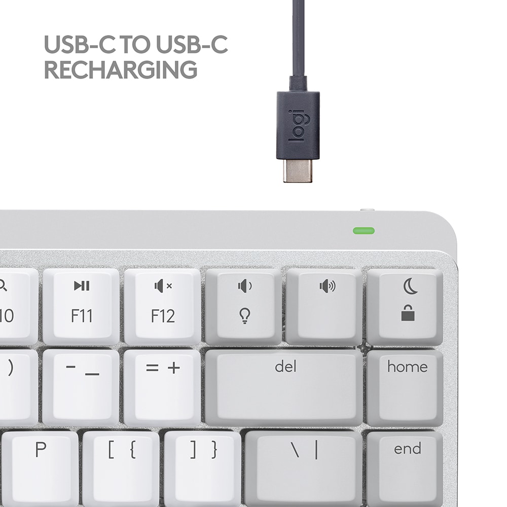 Tastatura Wireless pentru Mac LOGITECH MX Mechanical Mini, Bluetooth, USB, alb-gri