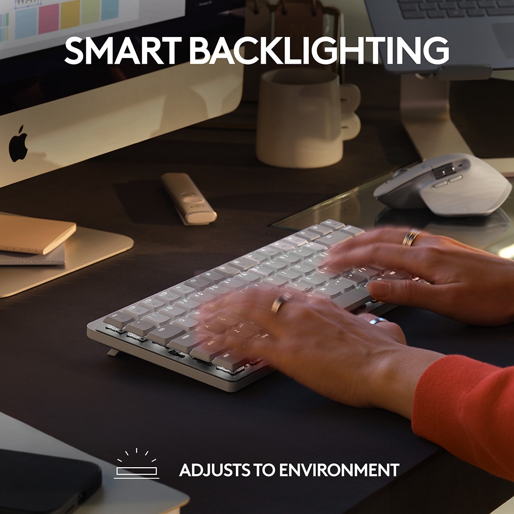 Tastatura Wireless pentru Mac LOGITECH MX Mechanical Mini, Bluetooth, USB, alb-gri