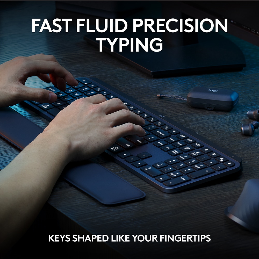 Kit tastatura si mouse Wireless LOGITECH MX KEYS S Combo, USB, Bluetooth, negru