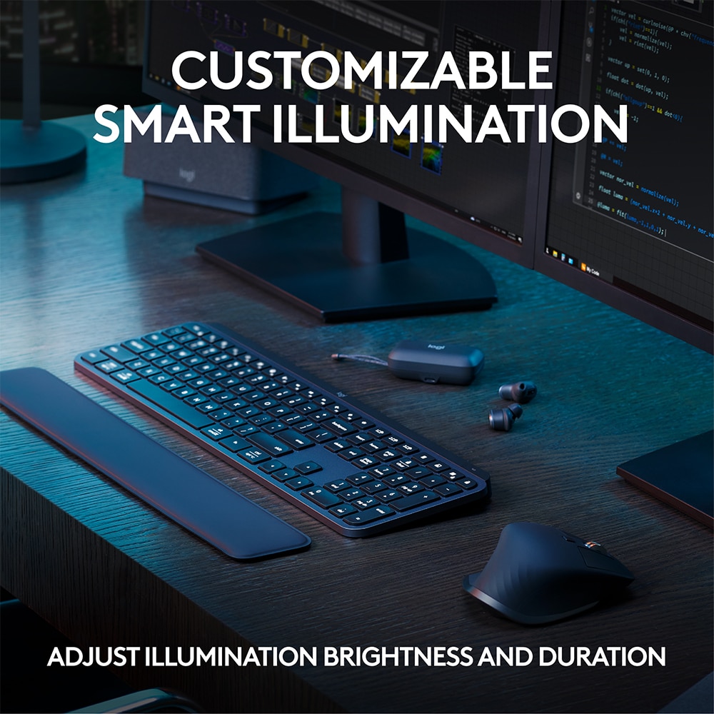 Kit tastatura si mouse Wireless LOGITECH MX KEYS S Combo, USB, Bluetooth, negru