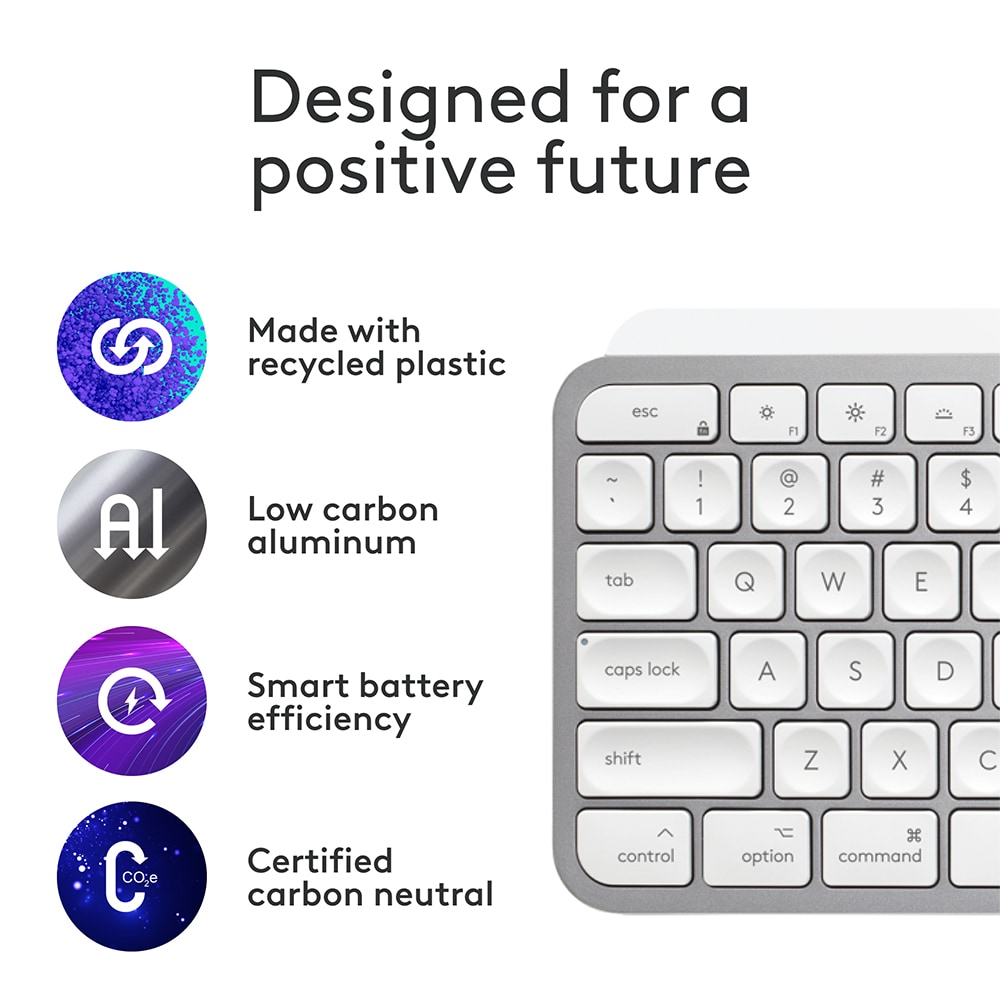 Tastatura Wireless pentru Mac LOGITECH MX KEYS S, USB, Bluetooth, Layout US, alb