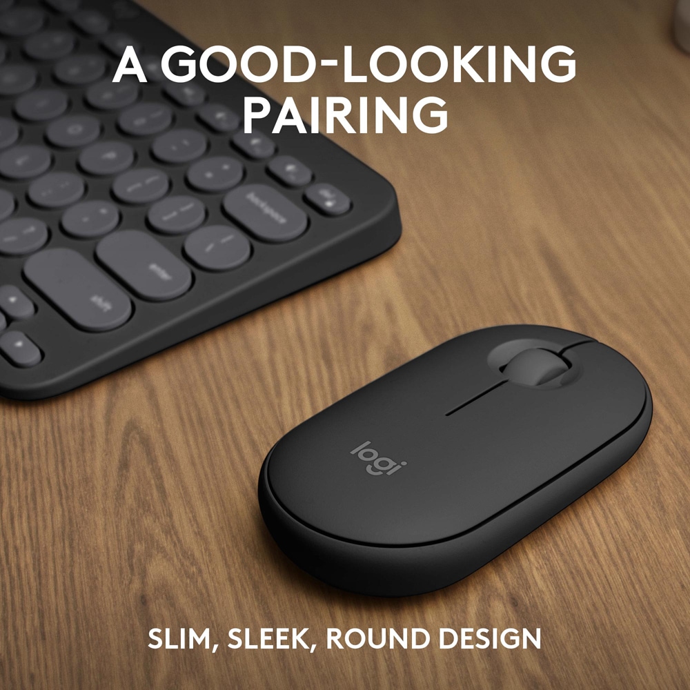 Kit mouse si tastatura wireless LOGITECH Pebble 2 Combo, Bluetooth, grafit