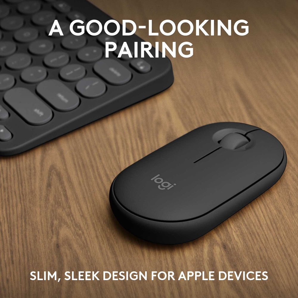 Kit mouse si tastatura wireless LOGITECH Pebble 2 Combo pentru Mac, Bluetooth, grafit