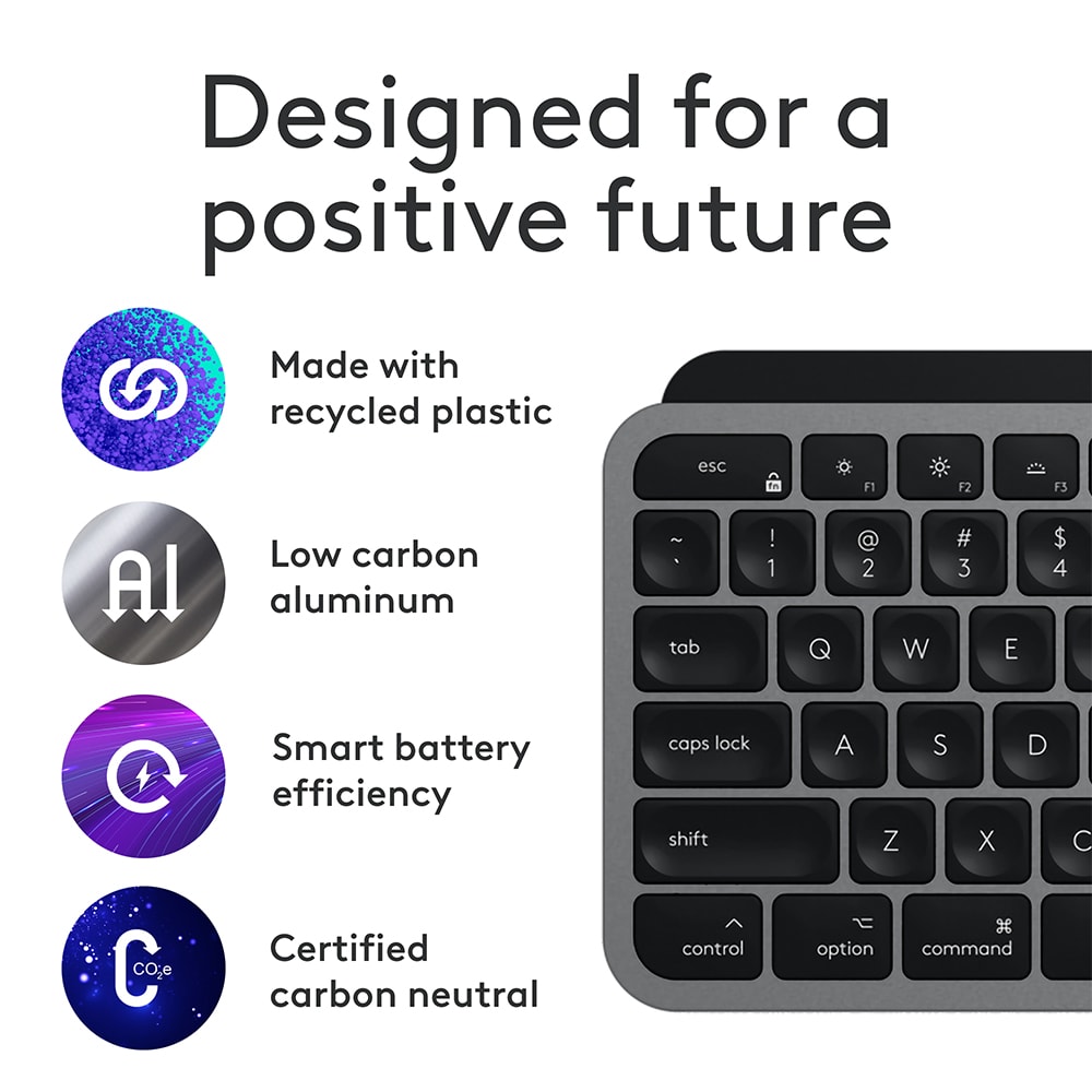 Kit tastatura si mouse Wireless LOGITECH MX KEYS S Combo pentru Mac, USB, Bluetooth, negru