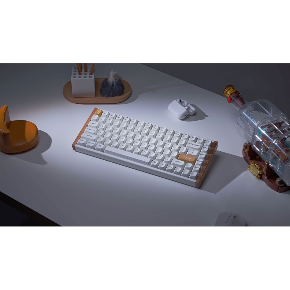 Tastatura Gaming Wireless magnetica KEYCHRON K2 HE K2H-Q1, Bluetooth, USB, Layout US, alb