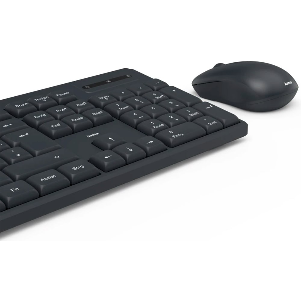 Kit tastatura si mouse Wireless HAMA WKM-100, USB, Layout RO, negru