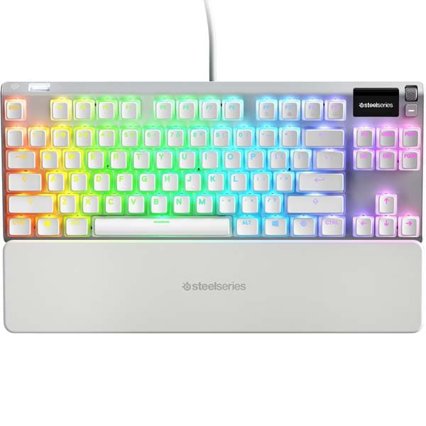Tastatura Gaming STEELSERIES Apex 7 TKL Ghost, Red Linear Switch, USB, alb