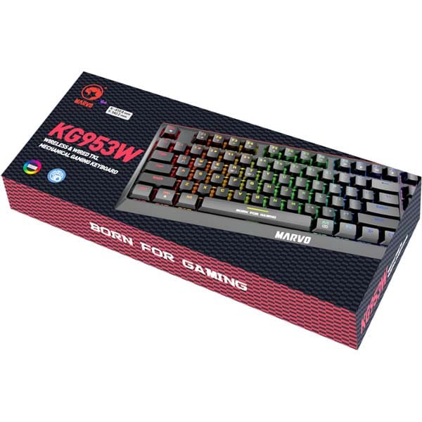 Tastatura Gaming Wireless MARVO KG953W, Bluetooth, USB, Layout EU, negru