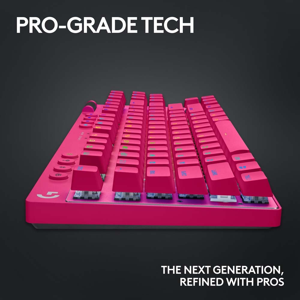 Tastatura Gaming Wireless mecanica LOGITECH G PRO X TKL TACTILE LIGHTSPEED Wireless, Layout US INT, Magenta