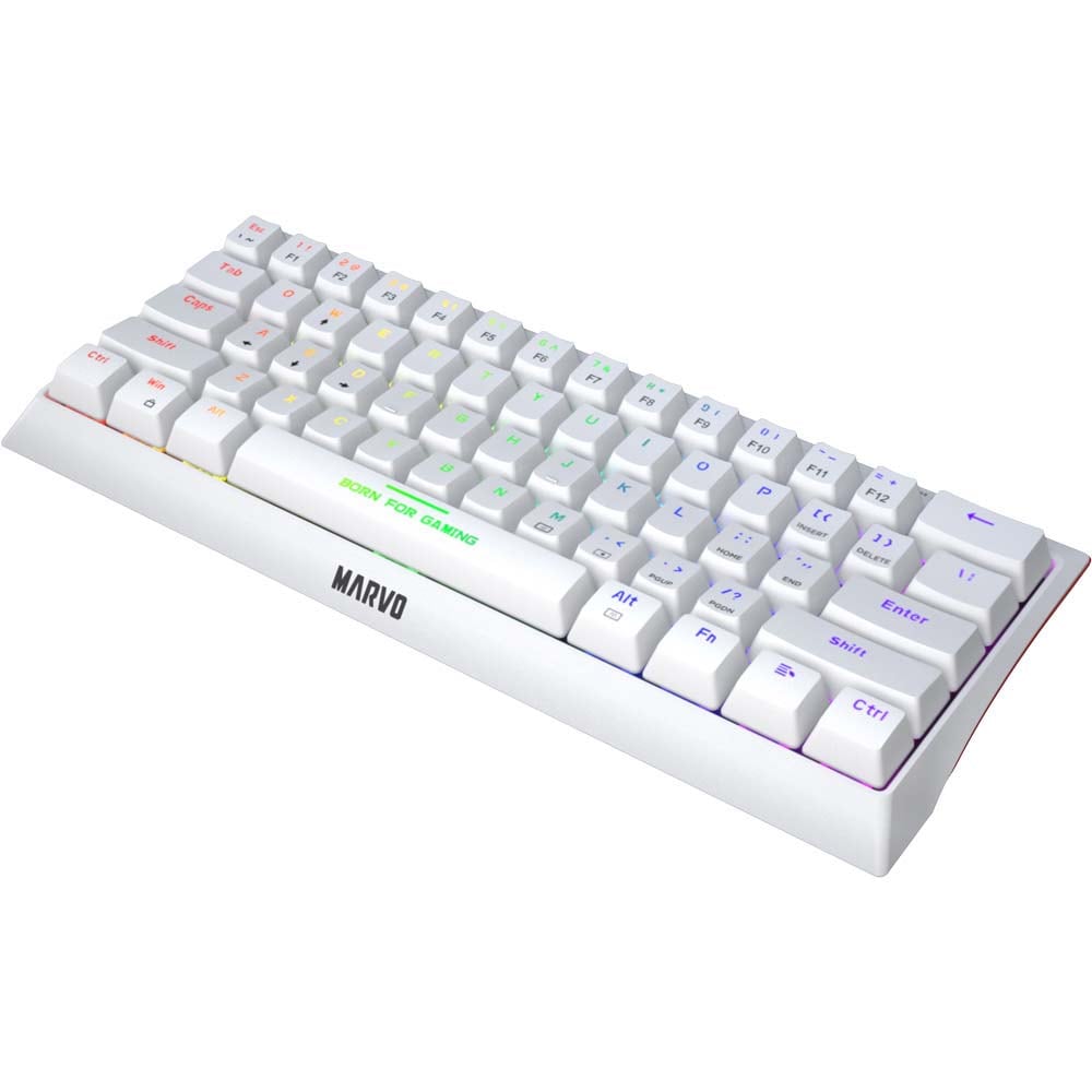 Tastatura Gaming mecanica MARVO KG962G, USB, Red Switch, Layout US, alb