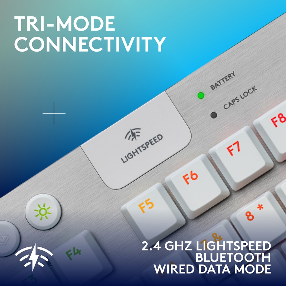 Tastatura Gaming Wireless mecanica LOGITECH G915 X Lightspeed TKL Tactile Switches, Bluetooth, USB, Layout US INT, alb