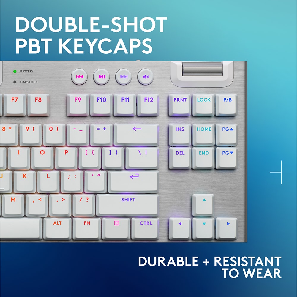 Tastatura Gaming Wireless mecanica LOGITECH G915 X Lightspeed TKL Tactile Switches, Bluetooth, USB, Layout US INT, alb