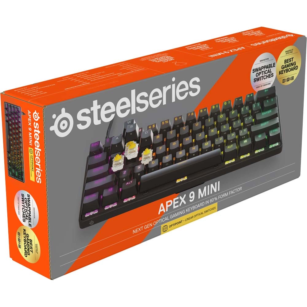 Tastatura Gaming STEELSERIES Apex 9 Mini, Linear OptiPoint Switch, USB, Layout US, negru