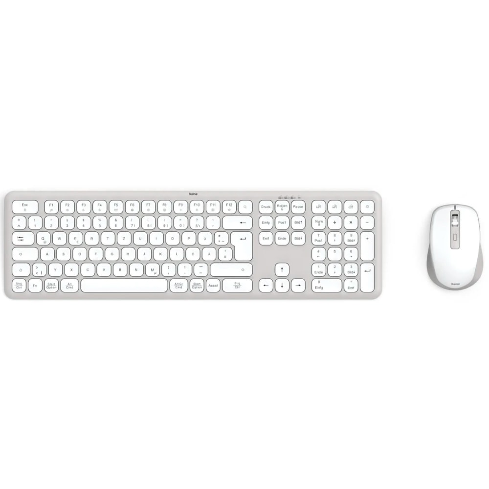 Kit tastatura si mouse Wireless HAMA WKM-550, USB, Bluetooth, Layout US, alb