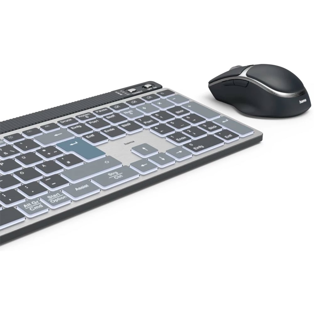 Kit tastatura si mouse Wireless HAMA WKM-750, USB, Bluetooth, Layout US, negru