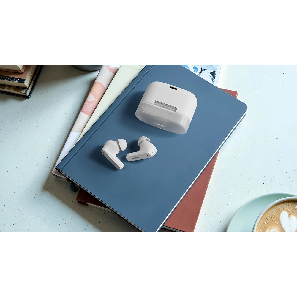 Casti PHILIPS TAT2000WT/00, True Wireless, Bluetooth, In-ear, Microfon, alb