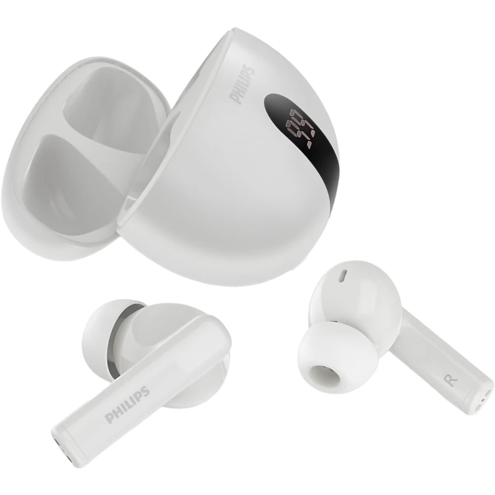 Casti PHILIPS TAT2520WT/00, True Wireless, Bluetooth, In-ear, Microfon, Noise Cancelling, alb