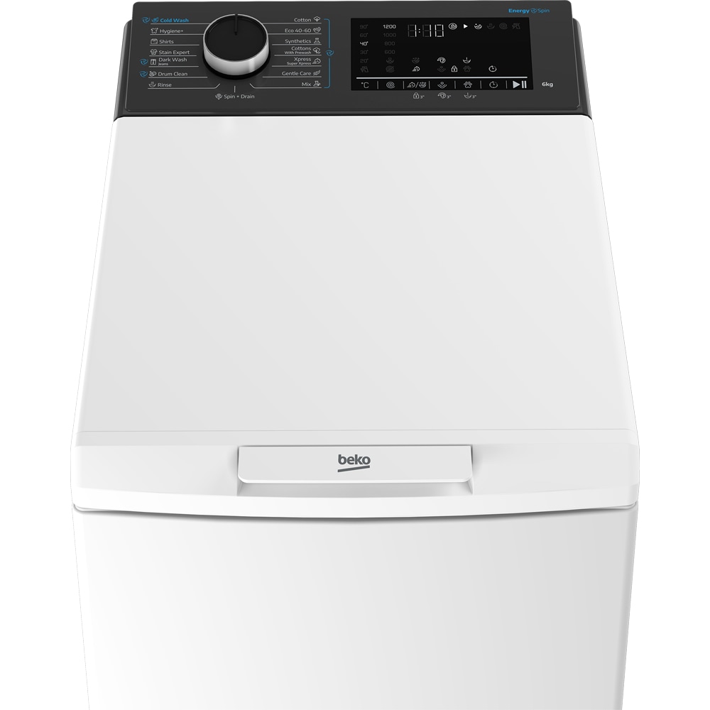 Masina de spalat rufe verticala BEKO TB621DAESEE, EnergySpin, 6 kg, 1200rpm, Clasa A, alb