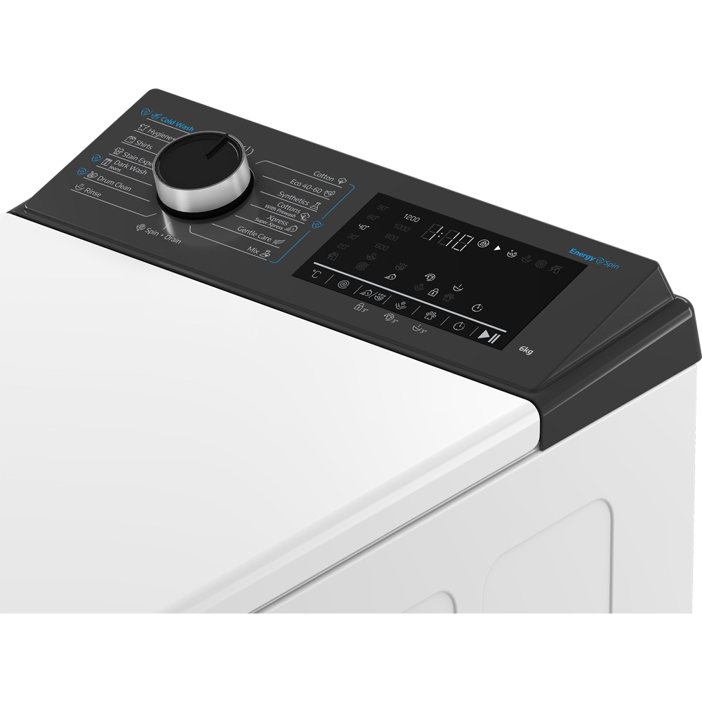 Masina de spalat rufe verticala BEKO TB621DAESEE, EnergySpin, 6 kg, 1200rpm, Clasa A, alb