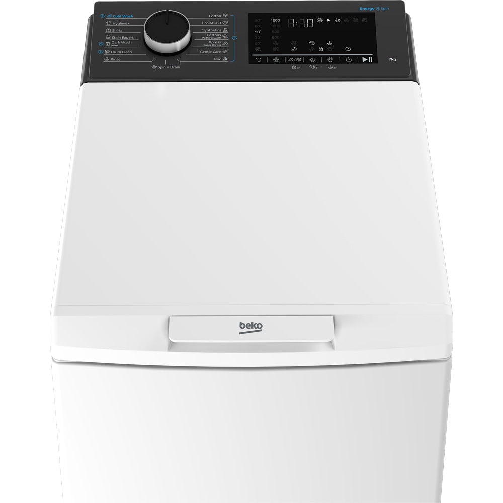 Masina de spalat rufe verticala BEKO TB721DAESEE, EnergySpin, 7 kg, 1200rpm, Clasa A, alb