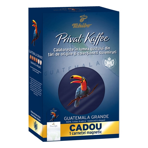 Cafea macinata TCHIBO Privat Kaffee Guatemala Grande, 250g + Carnetel magnetic