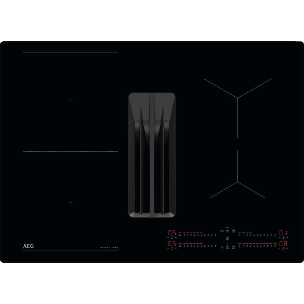 Plita incorporabila cu hota integrata AEG TCH74B01FB, Inductie, 4 arzatoare, Touch control, negru