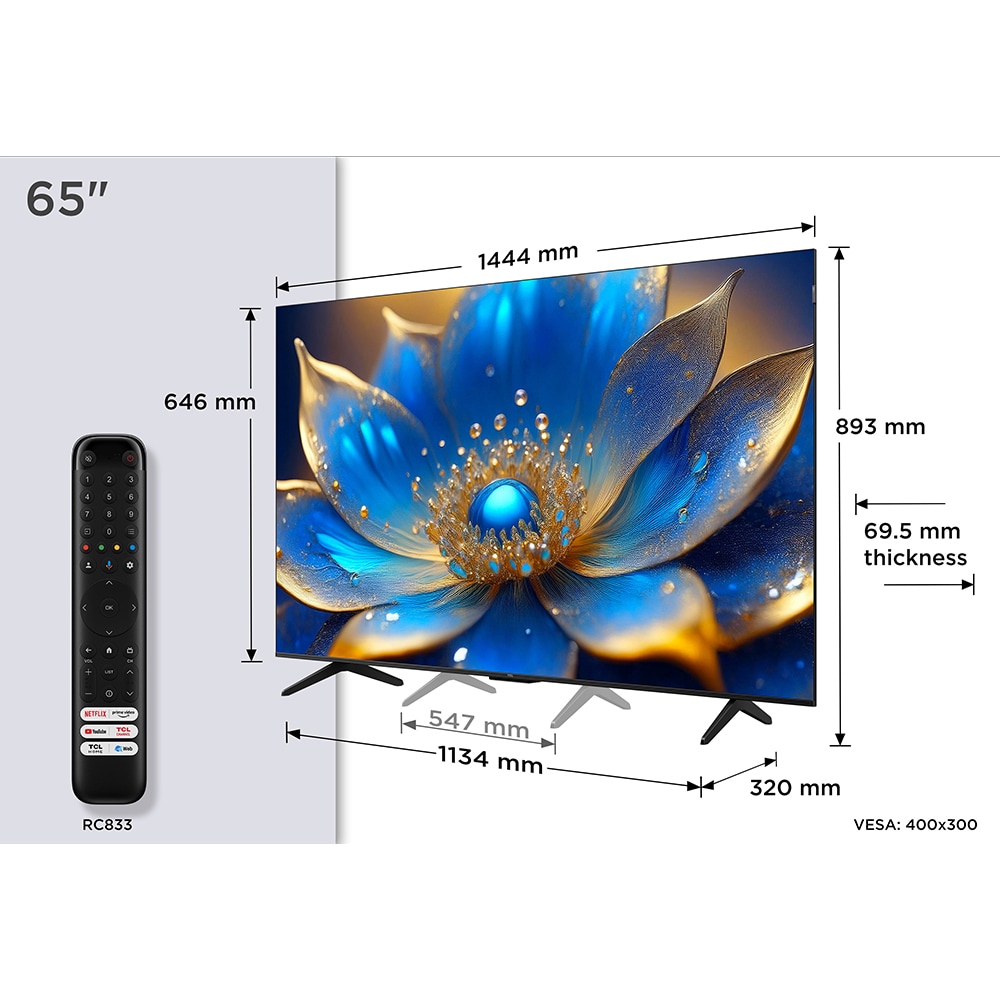 Televizor QLED Smart TCL 65P79K, Ultra HD 4K, HDR, 164cm