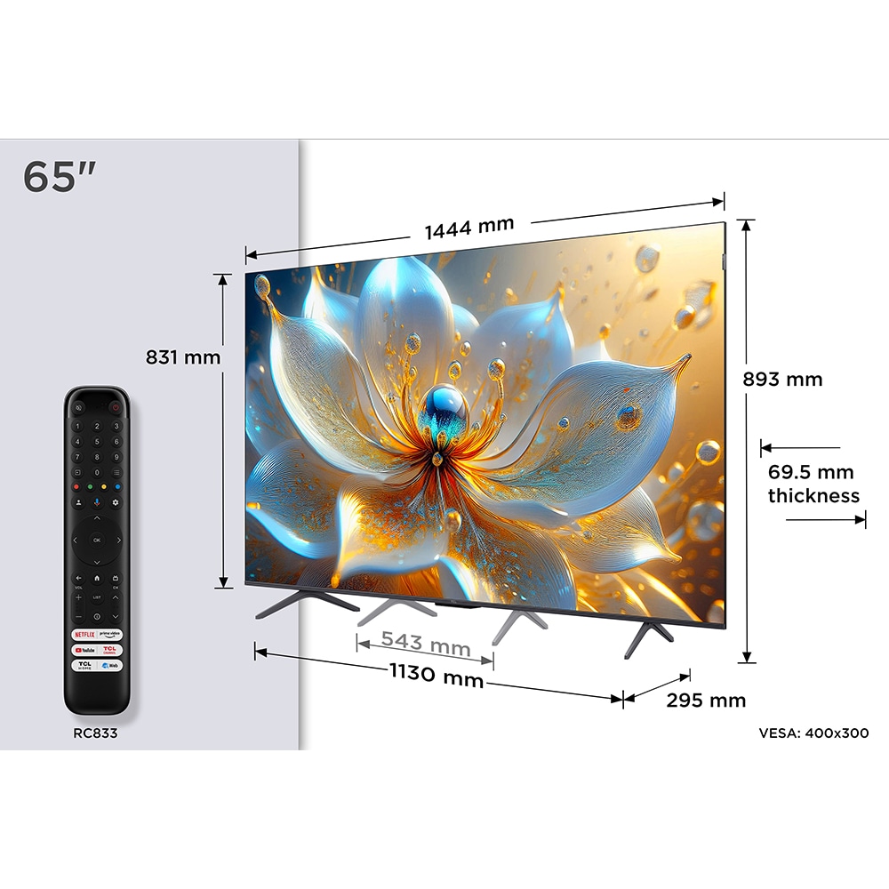 Televizor QLED Smart TCL 65P89K, Ultra HD 4K, HDR, 164cm